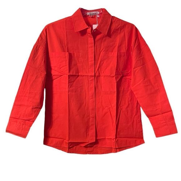 🤯5/$20🤯 Women’s Orange Long Sleeve Button Down Shirt With Pockets Orange Size S - Picture 1 of 7